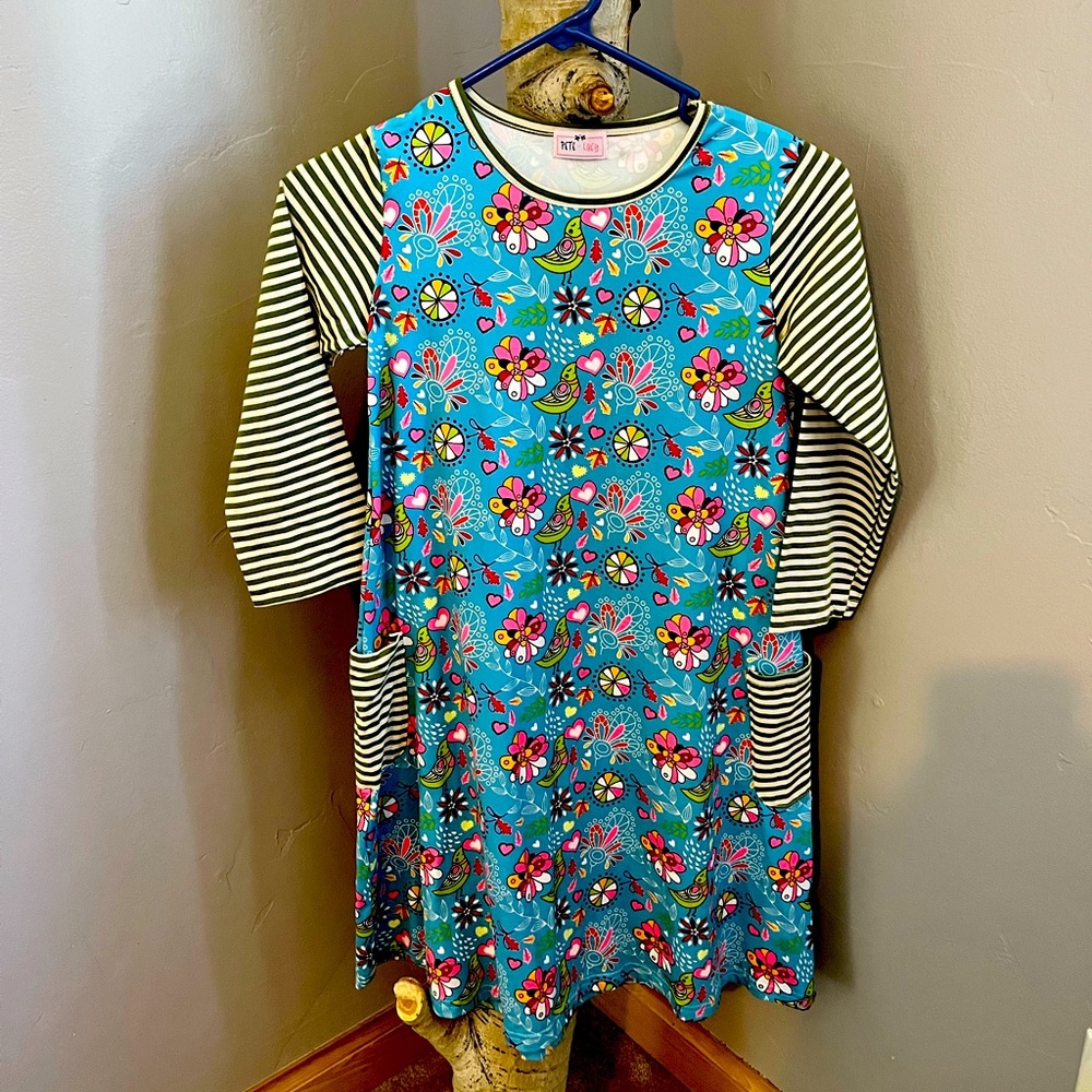 NWOT girls bird and striped dress.